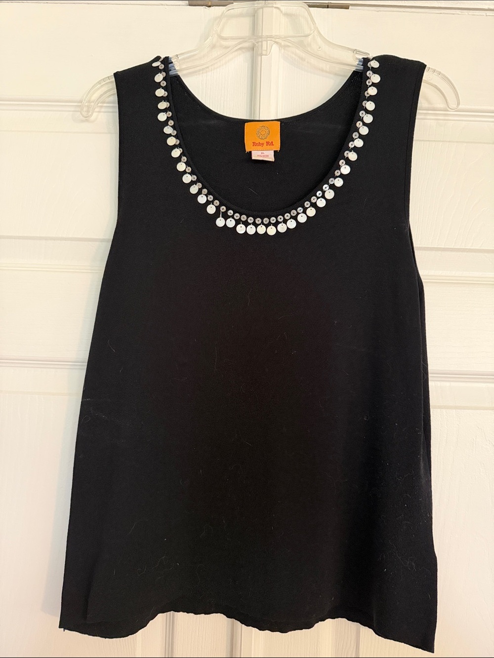 Ruby Rd. Black Tank Top with Silver Disc Trim